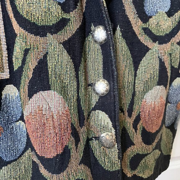 Vintage Painted Pony Blazer Womens Floral Tapestry Black Brown Jacket Western 90 - Picture 6 of 9